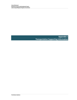 Appendix I: Transportation Supporting Information