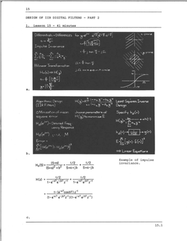 Lecture 15 Design of IIR Digital Filters, Part 2