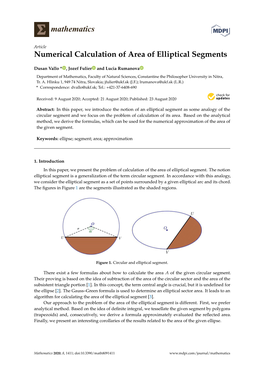 Numerical Calculation of Area of Elliptical Segments