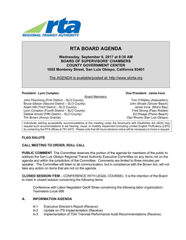 Rta Board Agenda