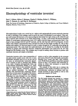 Electrophysiology of Ventricular Inversion'