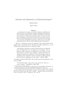 Aristotle and Łukasiewicz on Existential Import