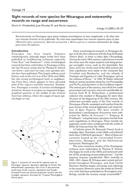 Sight Records of New Species for Nicaragua and Noteworthy Records on Range and Occurrence