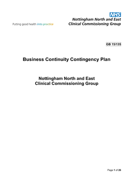 Business Continuity Contingency Plan