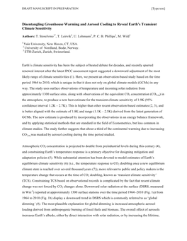 Disentangling Greenhouse Warming and Aerosol Cooling to Reveal Earth’S Transient Climate Sensitivity