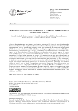 Postmortem Distribution and Redistribution of MDAI and 2-MAPB in Blood and Alternative Matrices