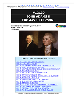 12130 John Adams & Thomas Jefferson