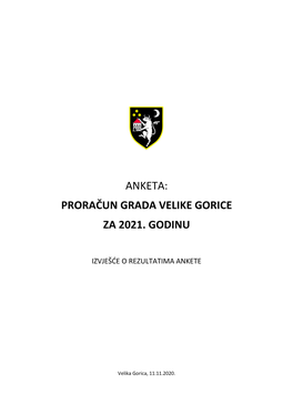 Anketa: Proračun Grada Velike Gorice Za 2021. Godinu