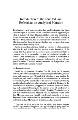 Introduction to the 2000 Edition: Reflections on Analytical Marxism