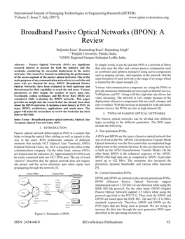 Broadband Passive Optical Networks (BPON): a Review