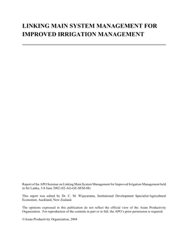 Linking Main System Management for Improved Irrigation Management