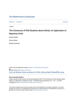 The Constructs of Phd Students About Infinity: an Application of Repertory Grids