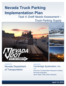 Nevada Truck Parking Implementation Plan Task 4: Draft Needs Assessment – Truck Parking Supply