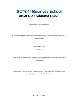 Departamento De Contabilidade a Influência Da Gestão De Resultados