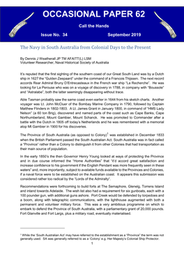 The Navy in South Australia from Colonial Days to Present