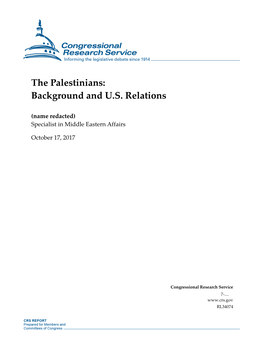 The Palestinians: Background and U.S. Relations