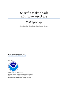 Shortfin Mako Shark (Isurus Oxyrinchus) Bibliography