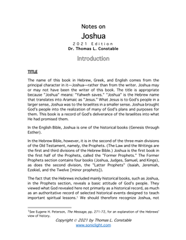 Notes on Joshua 202 1 Edition Dr