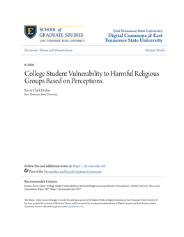 College Student Vulnerability to Harmful Religious Groups Based on Perceptions