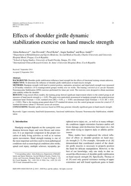 Effects of Shoulder Girdle Dynamic Stabilization Exercise on Hand Muscle Strength