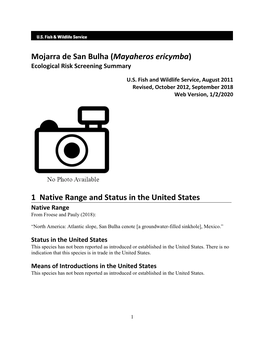 Mayaheros Ericymba) Ecological Risk Screening Summary