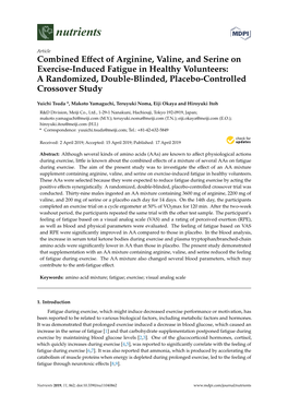 Combined Effect of Arginine, Valine, and Serine on Exercise