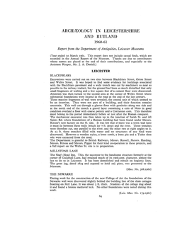 Archjeology in Leicestershire and Rutland 1960-61