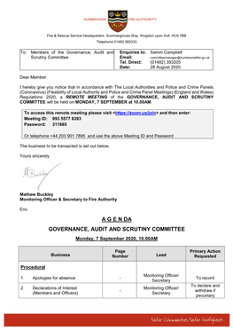 Governance, Audit and Scrutiny Committee Agenda