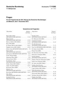 Fragen Für Die Fragestunde Der 203