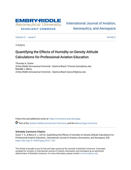 Quantifying the Effects of Humidity on Density Altitude Calculations for Professional Aviation Education