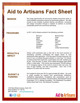 Aid to Artisans Fact Sheet