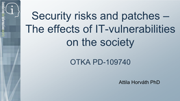 Security Risks and Patches – the Effects of IT-Vulnerabilities on the Society