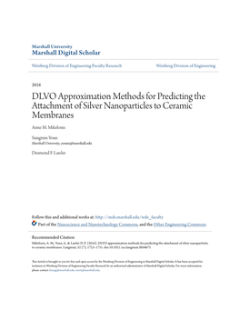 DLVO Approximation Methods for Predicting the Attachment of Silver Nanoparticles to Ceramic Membranes Anne M