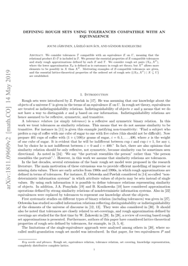 Defining Rough Sets Using Tolerances Compatible with an Equivalence 2