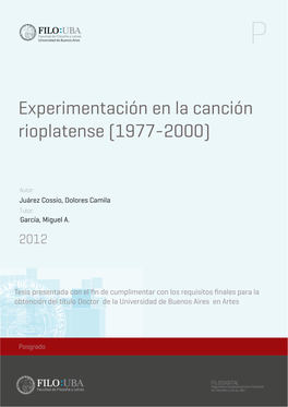 Experimentación En La Canción Rioplatense 1977-2000
