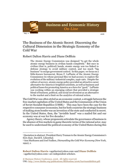 The Business of the Atomic Secret: Discerning the Cultural Dimension