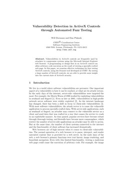 Vulnerability Detection in Activex Controls Through Automated Fuzz Testing