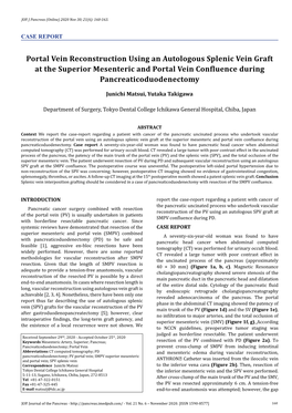 Portal Vein Reconstruction Using an Autologous Splenic Vein Graft at the Superior Mesenteric and Portal Vein Confluence During Pancreaticoduodenectomy