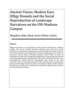 Effigy Mounds and the Social Reproduction of Landscape