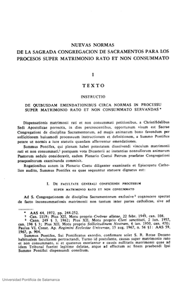 Nuevas Normas De La Sagrada Congregacion De Sacramentos Para Los Procesos Super Matrimonio Rato Et Non Consummato