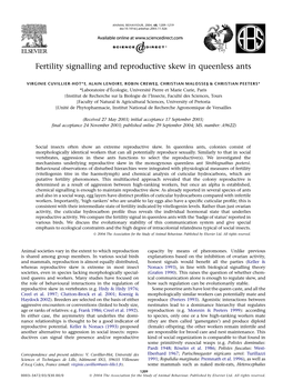 Fertility Signalling and Reproductive Skew in Queenless Ants