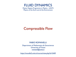 Compressible Flow Fundamentals of Fluid Mechanics