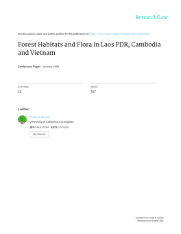 Forest Habitats and Flora in Laos PDR, Cambodia and Vietnam