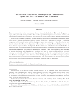 The Political Economy of Heterogeneous Development: Quantile Eﬀects of Income and Education∗