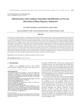 Infrastructure and Leading Commodity Identification on Poverty Alleviation in Buru Regency, Indonesia*