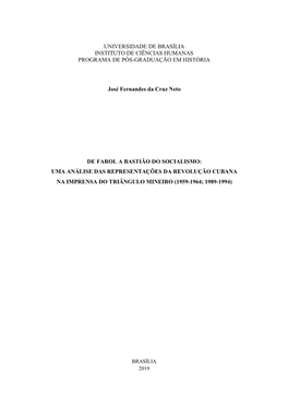 Universidade De Brasília Instituto De Ciências Humanas Programa De Pós-Graduação Em História