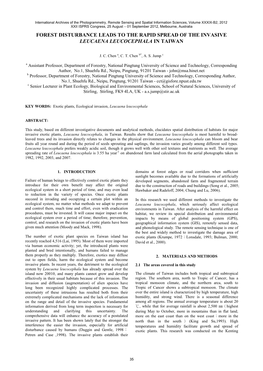 Forest Disturbance Leads to the Rapid Spread of the Invasive Leucaena Leucocephala in Taiwan