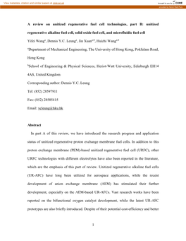 1 a Review on Unitized Regenerative Fuel Cell Technologies, Part B