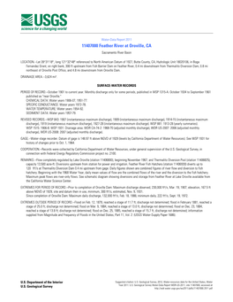 11407000 Feather River at Oroville, CA Sacramento River Basin