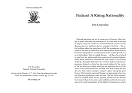 Finland: a Rising Nationality